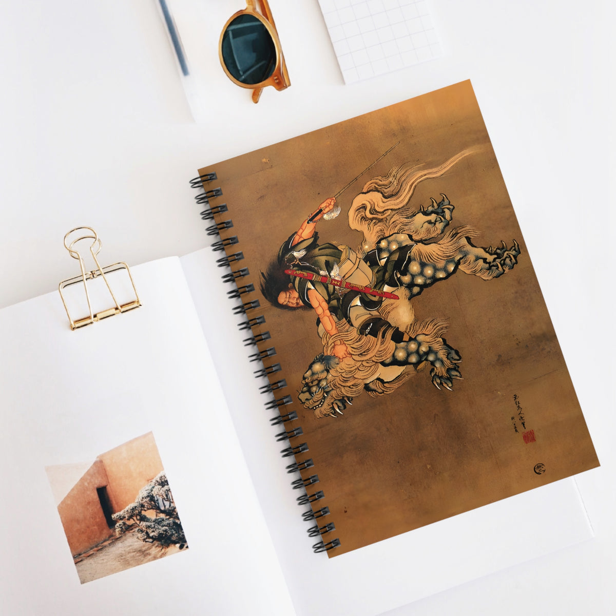 Hokusai Shoki Demon Queller Spiral Notebook - Japanese Ancient Hero and Beast Art Journal | MU-NI Japan