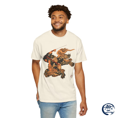 Hokusai Shoki Riding Shishi Lion T-Shirts - The Demon Queller Authentic Japanese Hero | MU-NI Japan