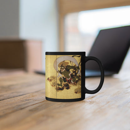 Fujin and Raijin Black Ceramic Mug 11oz - Tawaraya Sotatsu Traditional Japanese Art | RHC MU-NI Japan