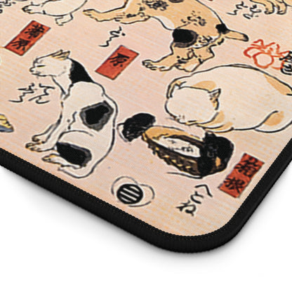 Utagawa Kuniyoshi Cats Desk Mat, Japanese Ukiyo-e Large Gaming Mouse Pad | RHC MU-NI Japan