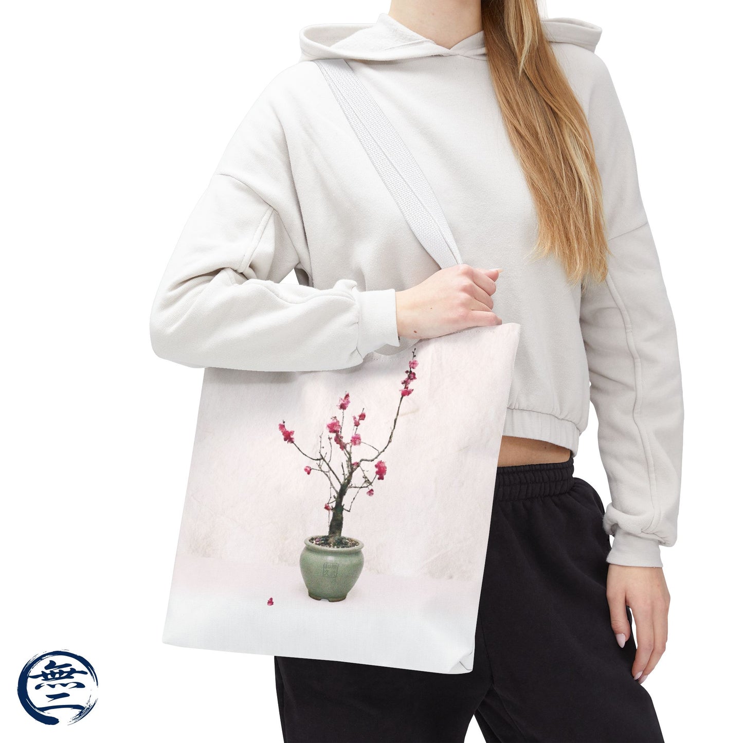 Japanese Red Plum Bonsai Tote Bag - Zen Aesthetic All-Over Print Handbag, Abstract Japandi Art Spring Floral Gift PL1D | MU-NI Japan