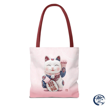 Shin-Maneki neko Modern Kimekomi Decor Style Tote Bag | Kawaii Odd-Eye & Smile Dual Design- Beckon Health and Happiness MS2D | MU-NI Japan