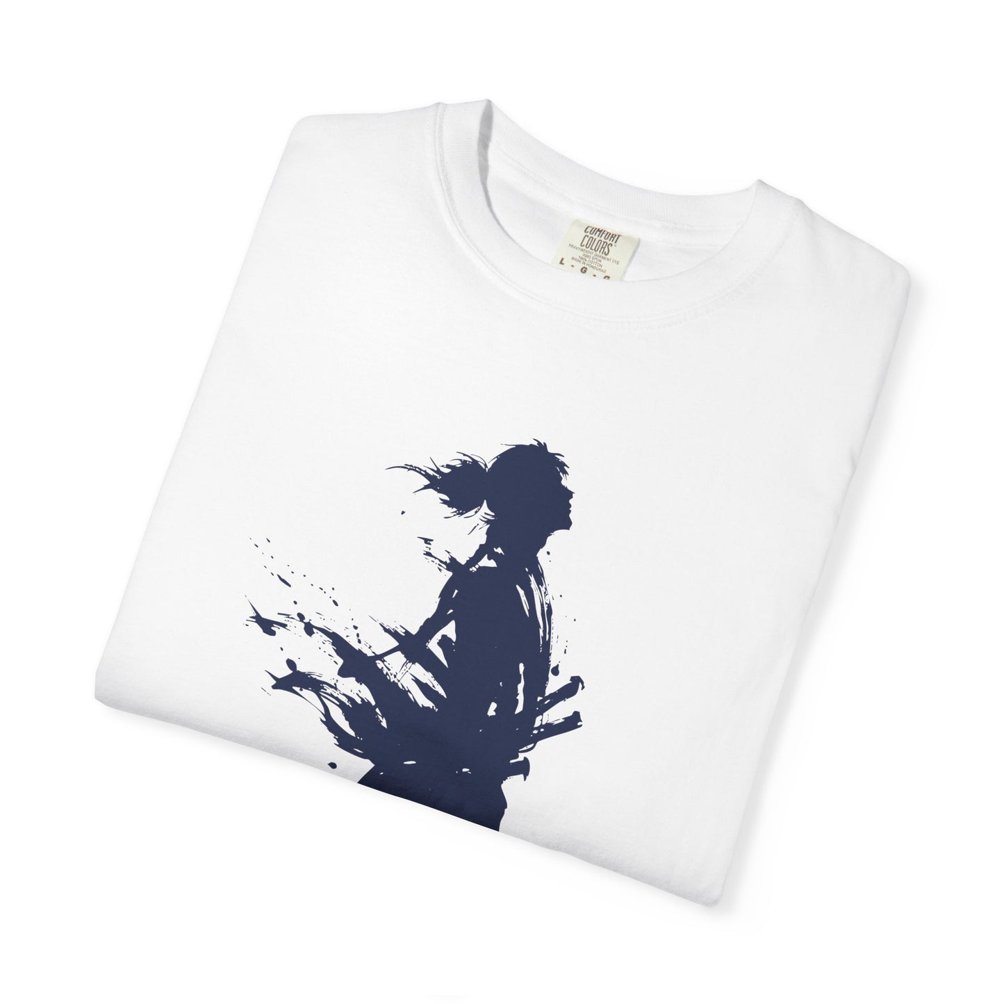 Minimalist Samurai Silhouette Zen T-Shirt - Japanese Calligraphy Kanji Shodo Art - One and Only Garment-Dyed Tee SR2T | MU-NI Japan