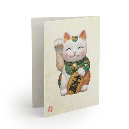 Shin-Maneki neko Modern Kimekomi Decor Style Premium Greeting Cards (8,16.24pcs) - Beckon Wealth and Prosperity Postcards MK2P | MU-NI Japan