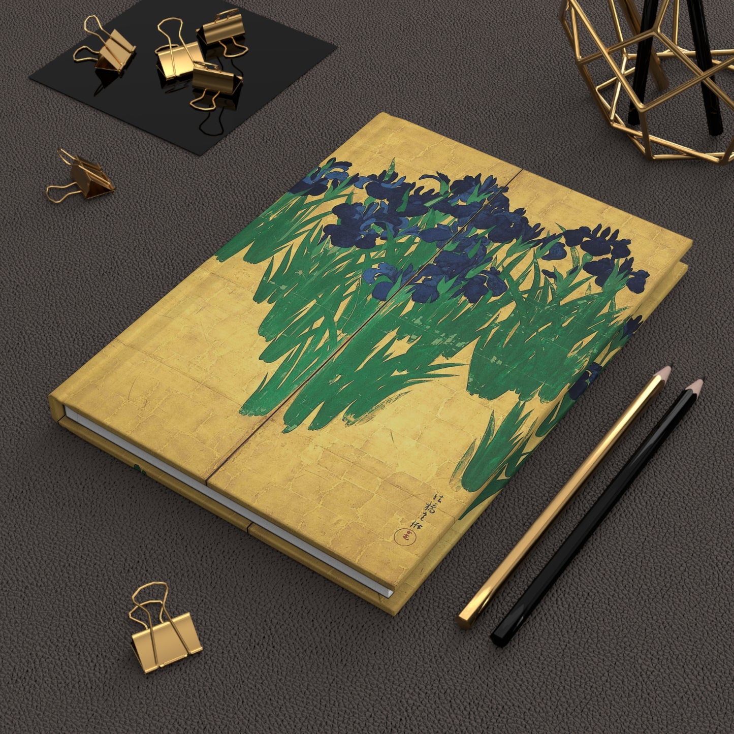 Ogata Korin Irises Japanese Art Hardcover Journal Matte - Vintage Floral Rinpa Gold Design Notebook | RHC 007 MU-NI Japan