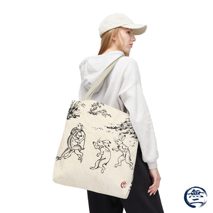 Choju Giga Tote Bag -WASHI- Japanese Frogs and Rabbits Vintage Scroll Art | MU-NI Japan