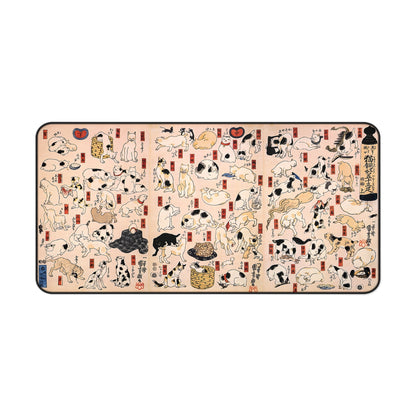 Utagawa Kuniyoshi Cats Desk Mat, Japanese Ukiyo-e Large Gaming Mouse Pad | RHC MU-NI Japan