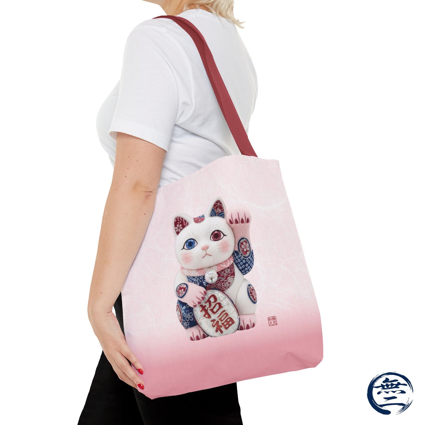 Shin-Maneki neko Modern Kimekomi Decor Style Tote Bag | Kawaii Odd-Eye & Smile Dual Design- Beckon Health and Happiness MS2D | MU-NI Japan