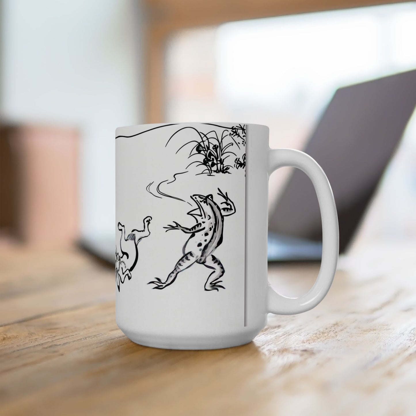 Choju-giga Frogs & Rabbits Ceramic Mug, (11oz, 15oz) - Ancient Japanese Manga Art Coffee Cup | RHC MU-NI Japan