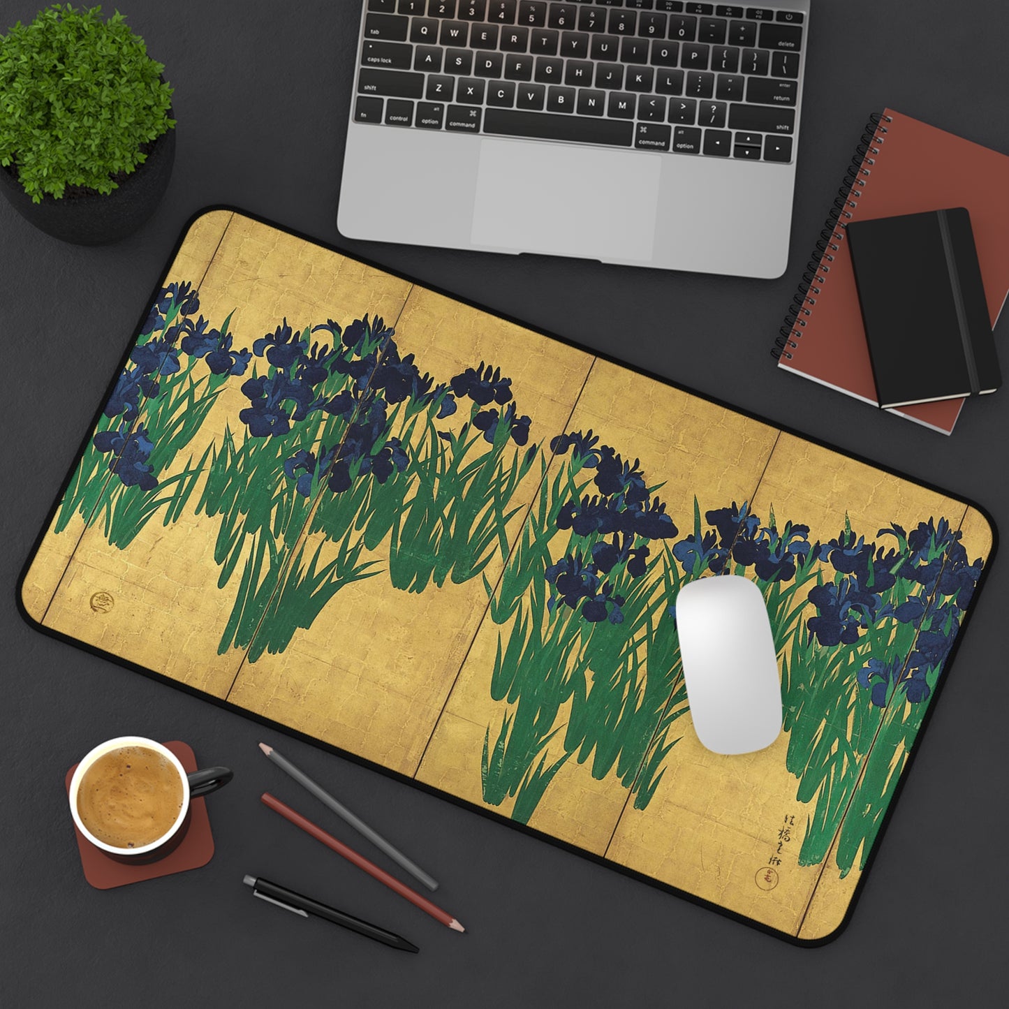Ogata Korin's Irises Screen Art Desk Mat - 3sizes, Gaming Mouse Pad | RHC 072 MU-NI Japan