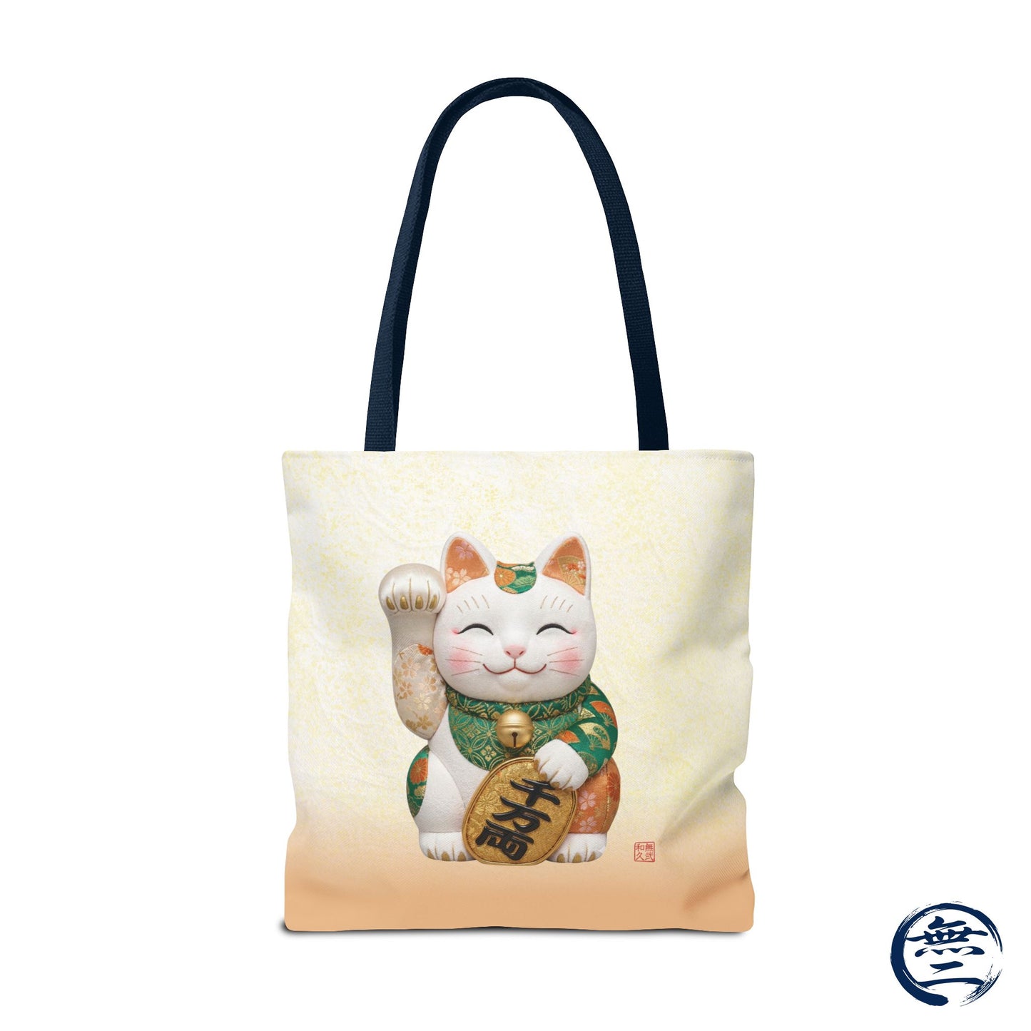 Shin-Maneki neko Modern Kimekomi Decor Style Tote Bag | Kawaii Odd-Eye & Smile Dual Design- Beckon Wealth and Prosperity MK2D | MU-NI Japan