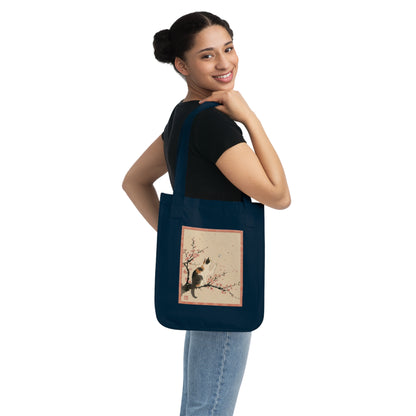Japanese Calico Cat & Cherry Blossom "Sakura" Premium Organic Canvas Tote Bag | CC3B MU-NI Japan