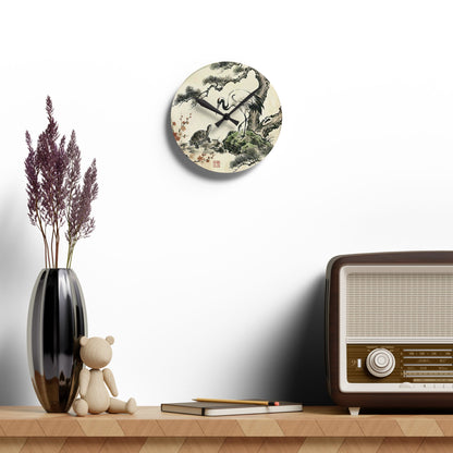 Japanese Crane and Turtle, Pine and Plum Wall Clock - Symbol of Longevity & Peace Wall Art | MU-NI Japan