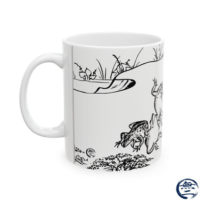 Choju-giga Frogs & Rabbits Ceramic Mug, (11oz, 15oz) - Ancient Japanese Manga Art Coffee Cup | RHC MU-NI Japan