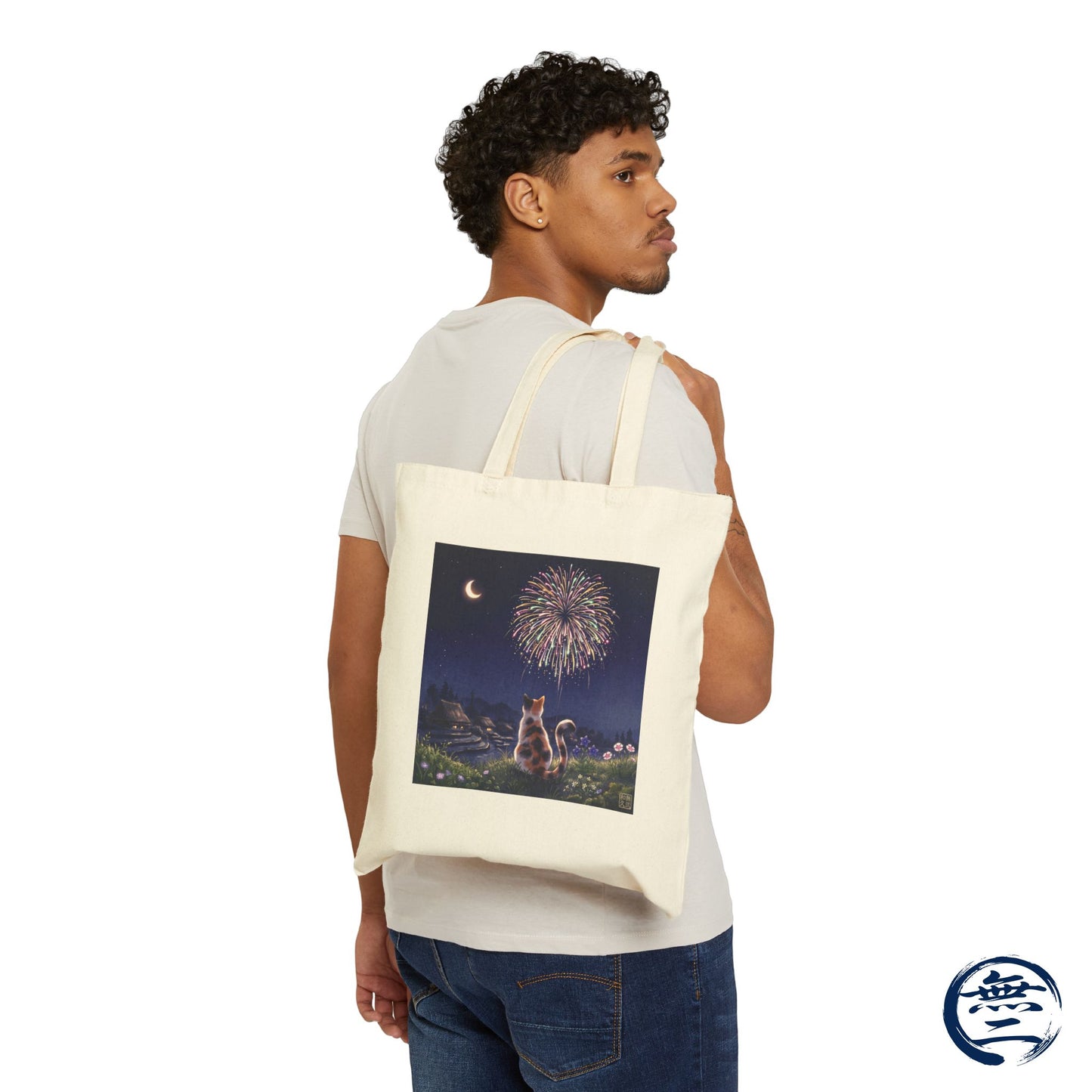 Japanese Calico Cat Fireworks Canvas Tote Bag, Nostalgic Night Sky Summer  Heavy Cotton Shoulder Bag | MU-NI Japan