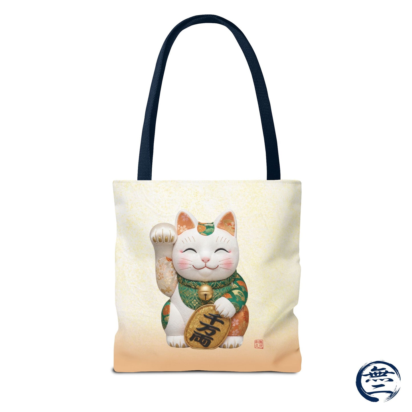 Shin-Maneki neko Modern Kimekomi Decor Style Tote Bag | Kawaii Odd-Eye & Smile Dual Design- Beckon Wealth and Prosperity MK2D | MU-NI Japan