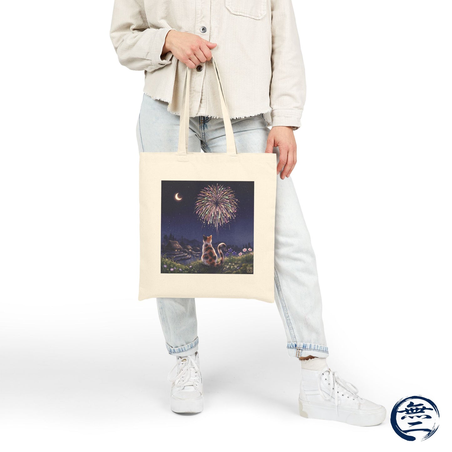 Japanese Calico Cat Fireworks Canvas Tote Bag, Nostalgic Night Sky Summer  Heavy Cotton Shoulder Bag | MU-NI Japan