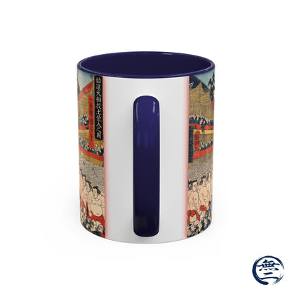 Vintage Sumo Ukiyo-e Accent Mug - Utagawa Kuniyoshi Japanese Art | RHC MU-NI Japan