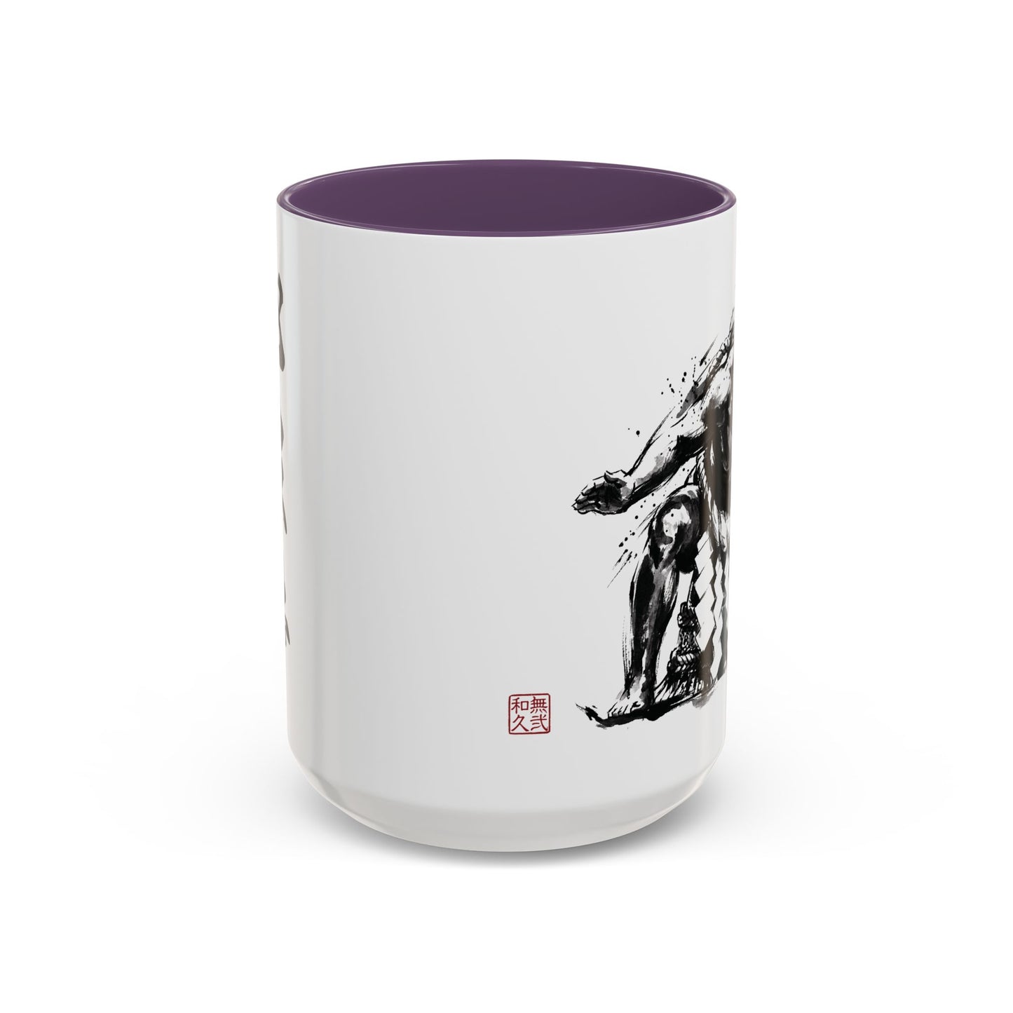 Sumo Wrestler Yokozuna Spirit Large Coffee Mug - Japanese Kanji Calligraphy Art Cup, Zen Aesthetic 15oz Japandi Gift SY1M | MU-NI Japan