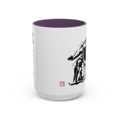 Sumo Wrestler Yokozuna silhouette Large Coffee Mug - Kanji Calligraphy Art Cup 15oz | SY1M MU-NI Japan