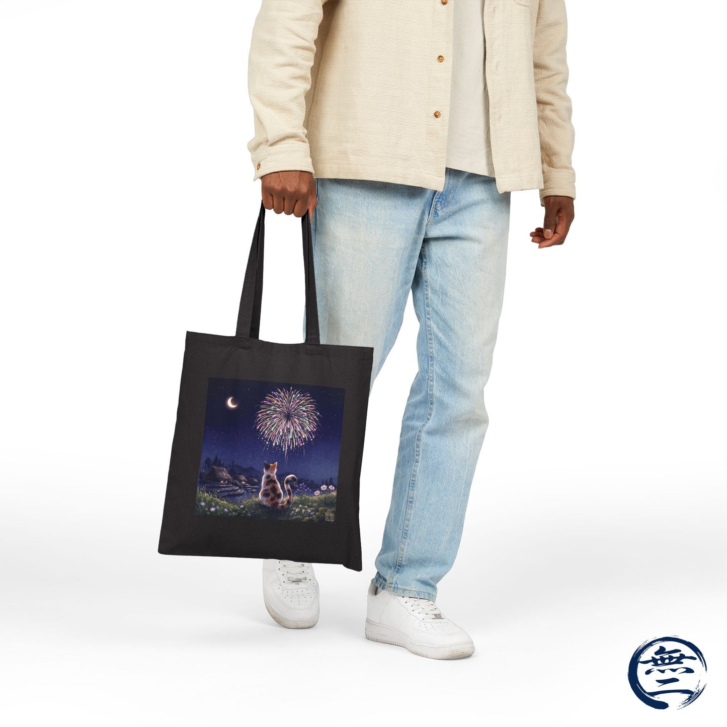 Japanese Calico Cat Fireworks Canvas Tote Bag, Nostalgic Night Sky Summer  Heavy Cotton Shoulder Bag | MU-NI Japan