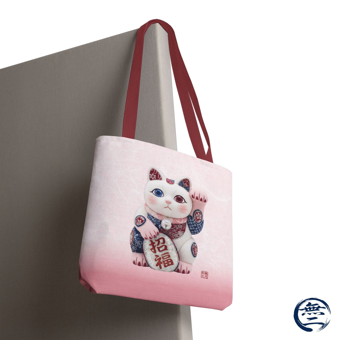 Shin-Maneki neko Modern Kimekomi Decor Style Tote Bag | Kawaii Odd-Eye & Smile Dual Design- Beckon Health and Happiness MS2D | MU-NI Japan