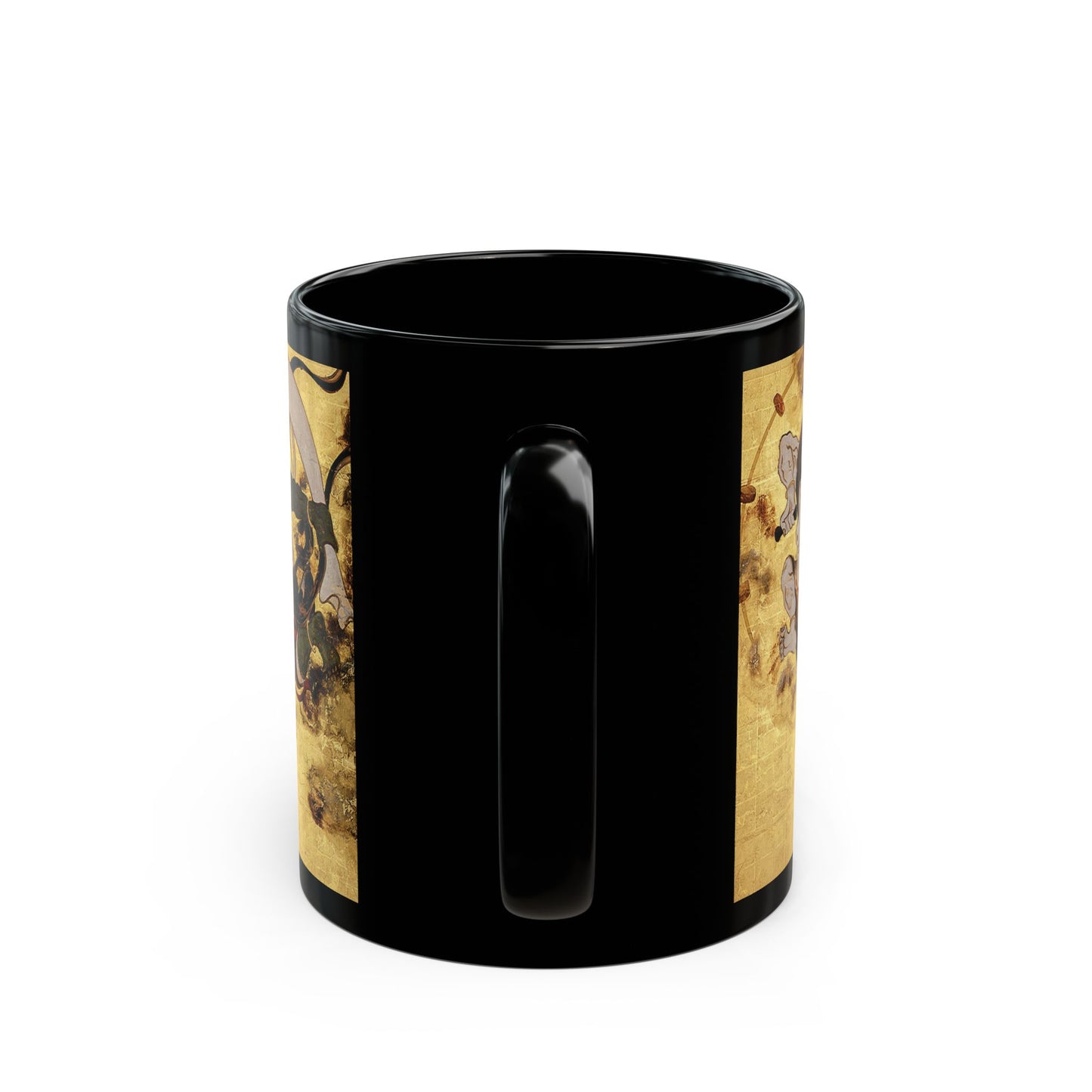 Fujin and Raijin Black Ceramic Mug 11oz - Tawaraya Sotatsu Traditional Japanese Art | RHC MU-NI Japan