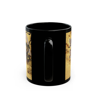 Fujin and Raijin Black Ceramic Mug 11oz - Tawaraya Sotatsu Traditional Japanese Art | RHC MU-NI Japan
