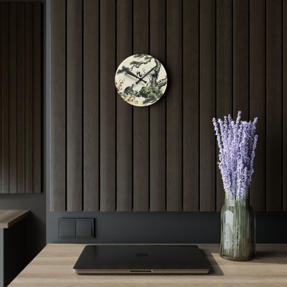 Japanese Crane and Turtle, Pine and Plum Wall Clock - Symbol of Longevity & Peace Wall Art | MU-NI Japan