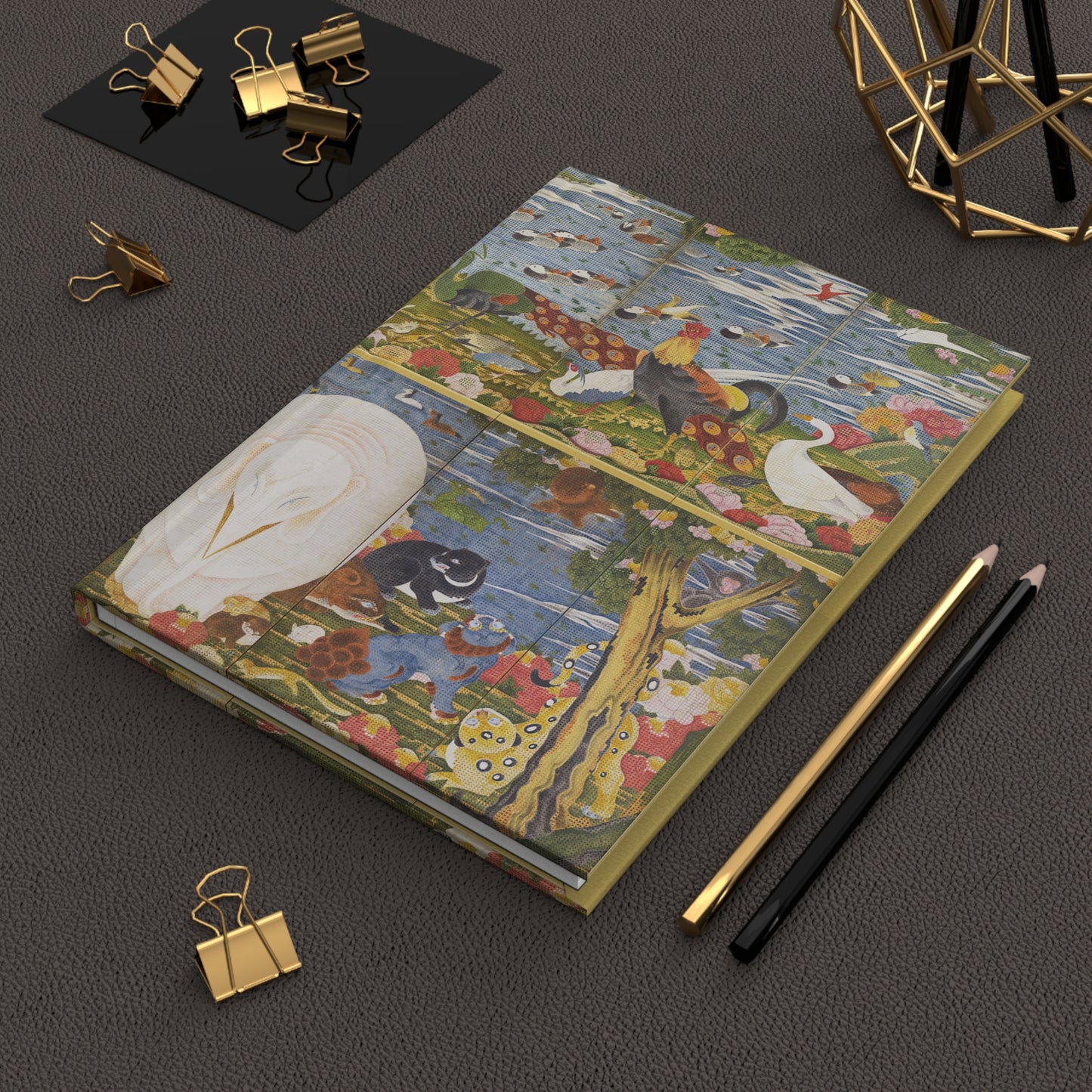 Ito Jakuchu Birds and Animals Hardcover Journal Matte - Japanese Art Mosaic Pattern Notebook Writing Diary | RHC 012 MU-NI Japan