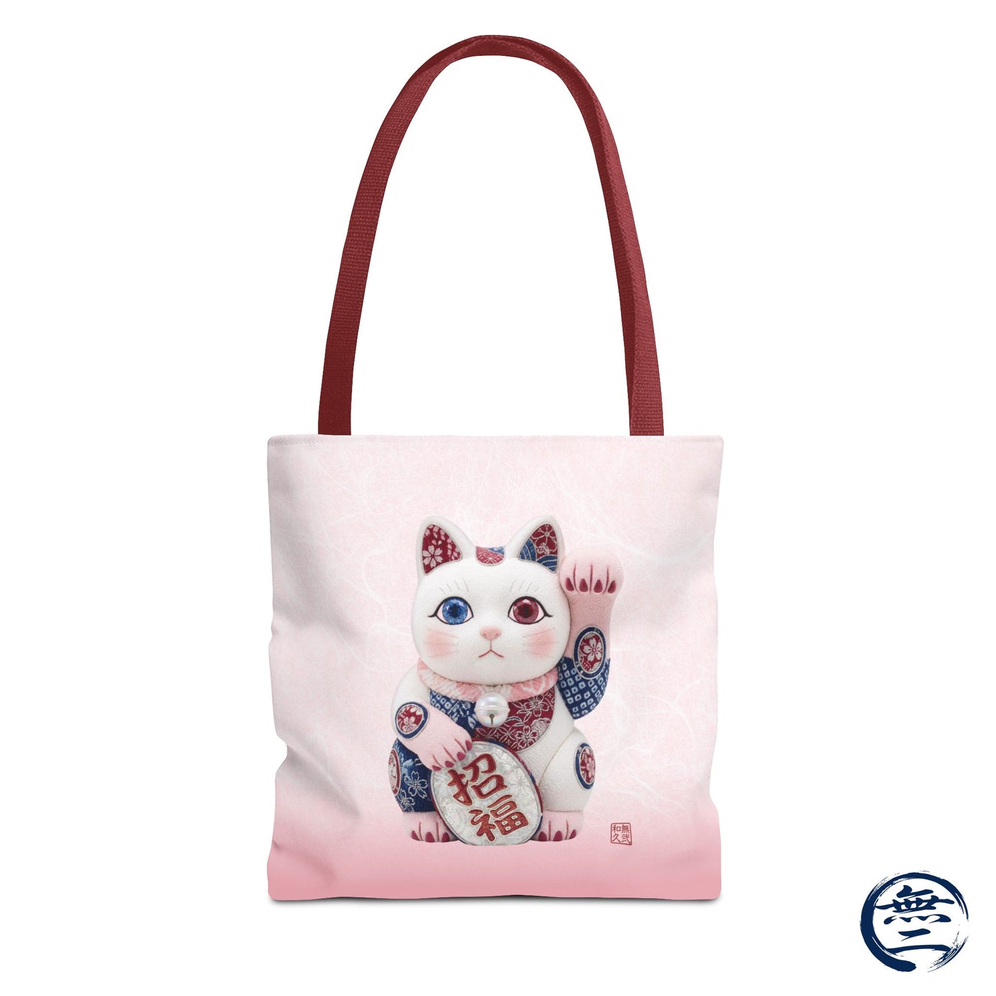 Shin-Maneki neko Modern Kimekomi Decor Style Tote Bag | Kawaii Odd-Eye & Smile Dual Design- Beckon Health and Happiness MS2D | MU-NI Japan