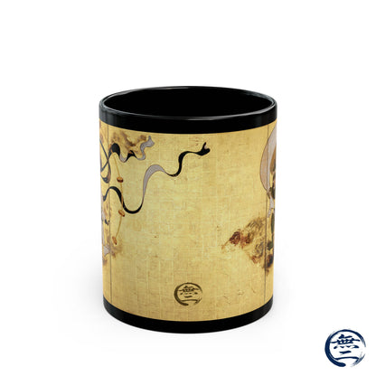 Fujin and Raijin Black Ceramic Mug 11oz - Tawaraya Sotatsu Traditional Japanese Art | RHC MU-NI Japan