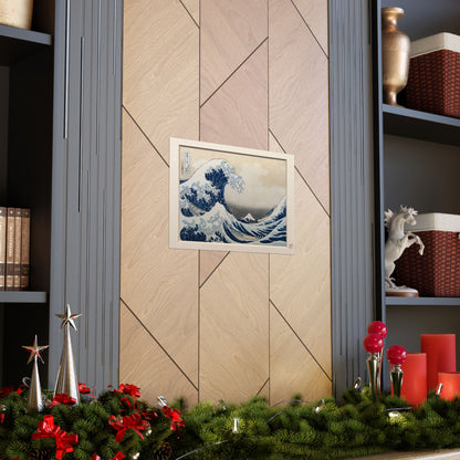 Hokusai The Great Wave Kanagawa Ukiyo-e Poster - Printed 3D Frame Effect, Vintage Japanese Wall Art | RHC MU-NI Japan