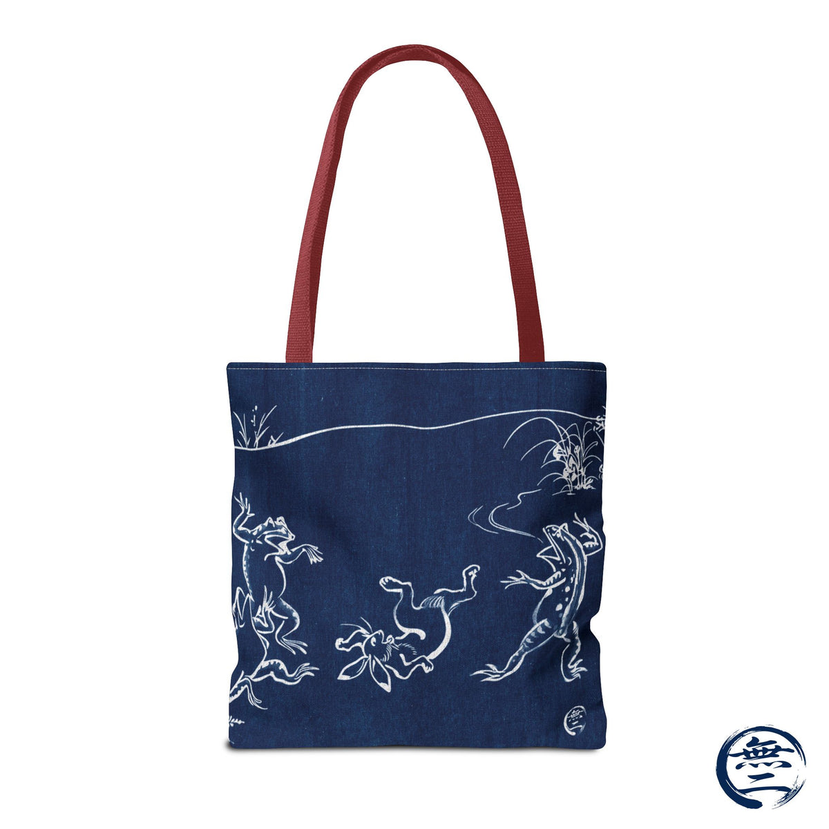 Choju Giga Tote Bag -AIZOME- Japanese Indigo Style Frogs and Rabbits Vintage Scroll Art | MU-NI Japan