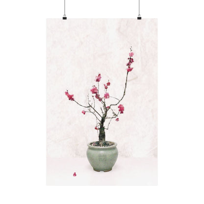 Japanese Red Plum Blossom Bonsai Art Matte Vertical Poster - Zen Botanical Decor, Minimalist Japandi Wall Art, Spring Gift PL1K|MU-NIJapan