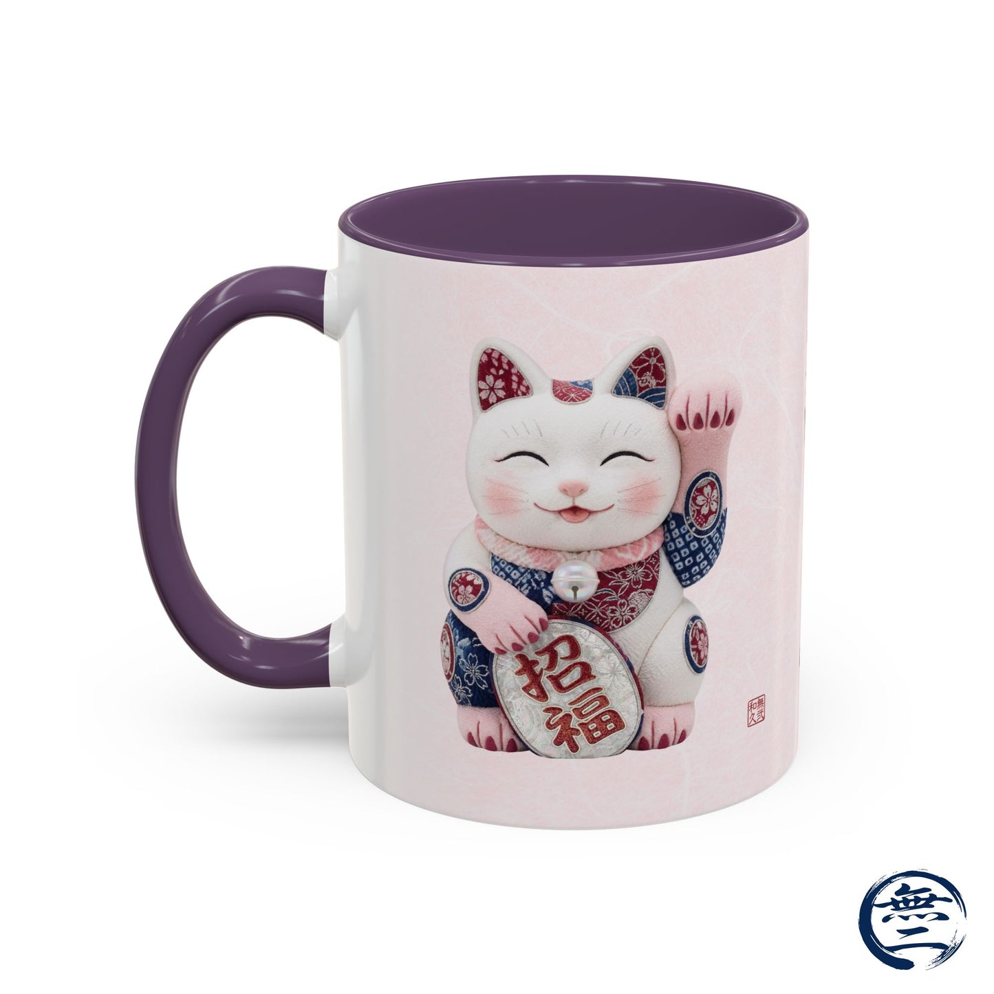 Shin-Maneki neko Modern Kimekomi Decor Style Mug (11oz) | Odd-Eye & Smile Dual Design- Beckon Health and Happiness MS2M | MU-NI Japan