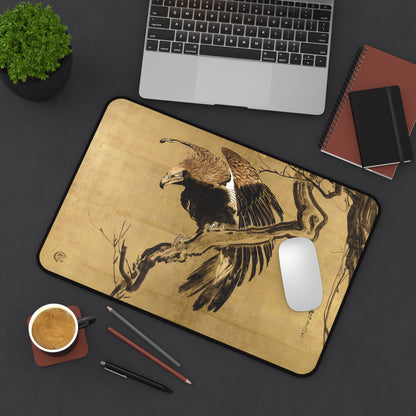 Nagasawa Rosetsu Hawk - Desk Mat 12×18 inch Japanese Great Heritage Art Large Mouse Pad | MU-NI Japan