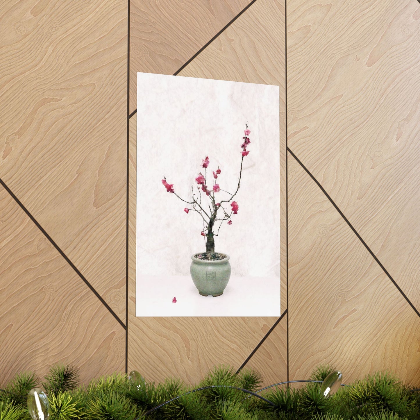 Japanese Red Plum Blossom Bonsai Art Matte Vertical Poster - Zen Botanical Decor, Minimalist Japandi Wall Art, Spring Gift PL1K|MU-NIJapan