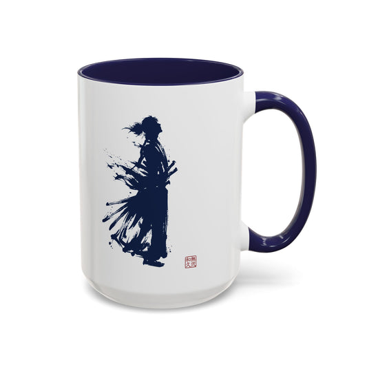 Samurai Silhouette Accent Mug - "One and Only" Tea & Coffee Cup 11/15oz  | SR2M MU-NI Japan