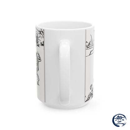 Choju-giga Frogs & Rabbits Ceramic Mug, (11oz, 15oz) - Ancient Japanese Manga Art Coffee Cup | RHC MU-NI Japan
