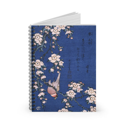 Hokusai Bullfinch & Weeping Cherry Spiral Notebook - Ruled Japanese Art Journal | MU-NI Japan