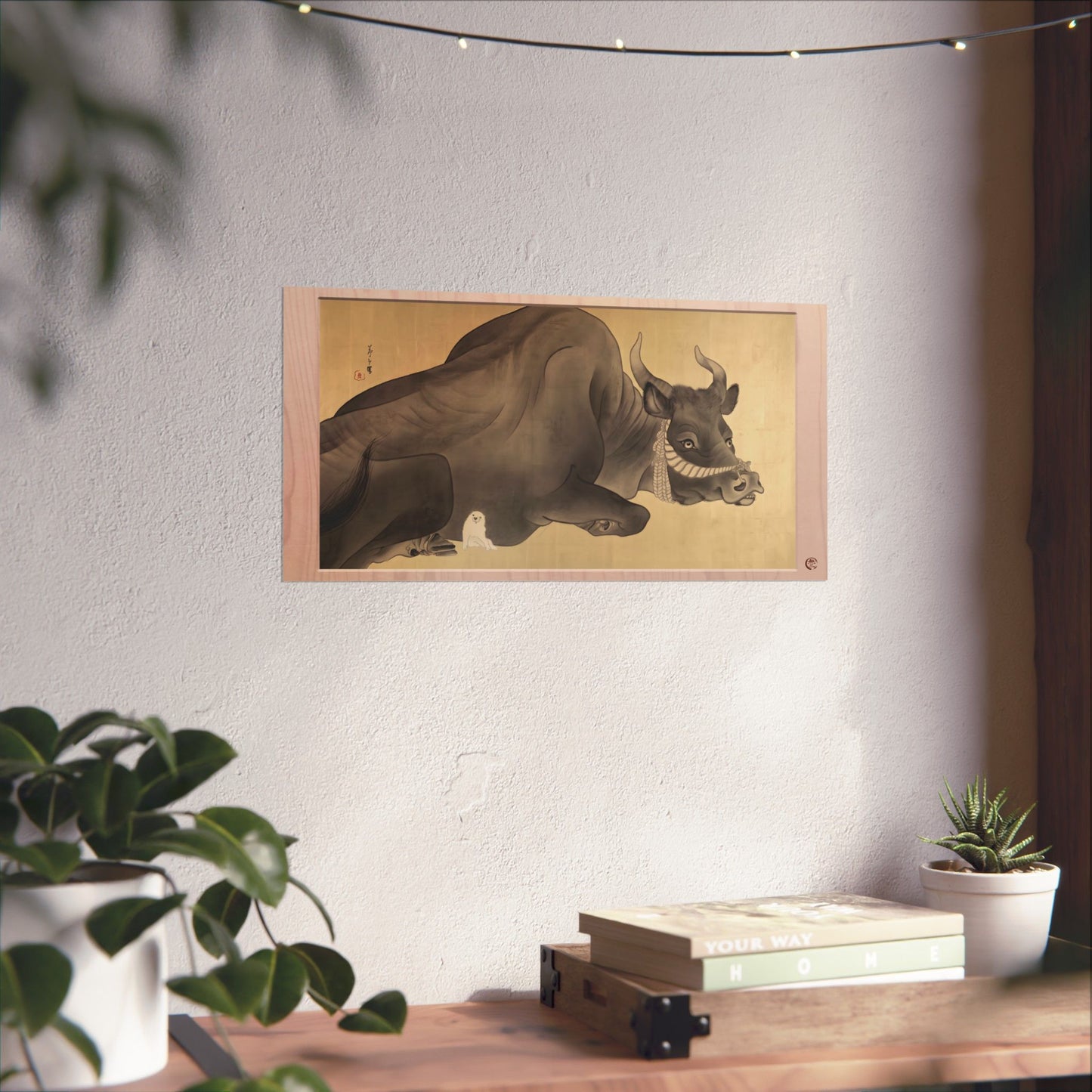 Nagasawa Rosetsu | Black Bull and Puppy Art Print - Japanese Vintage Animal Painting Poster | RHC MU-NI Japan