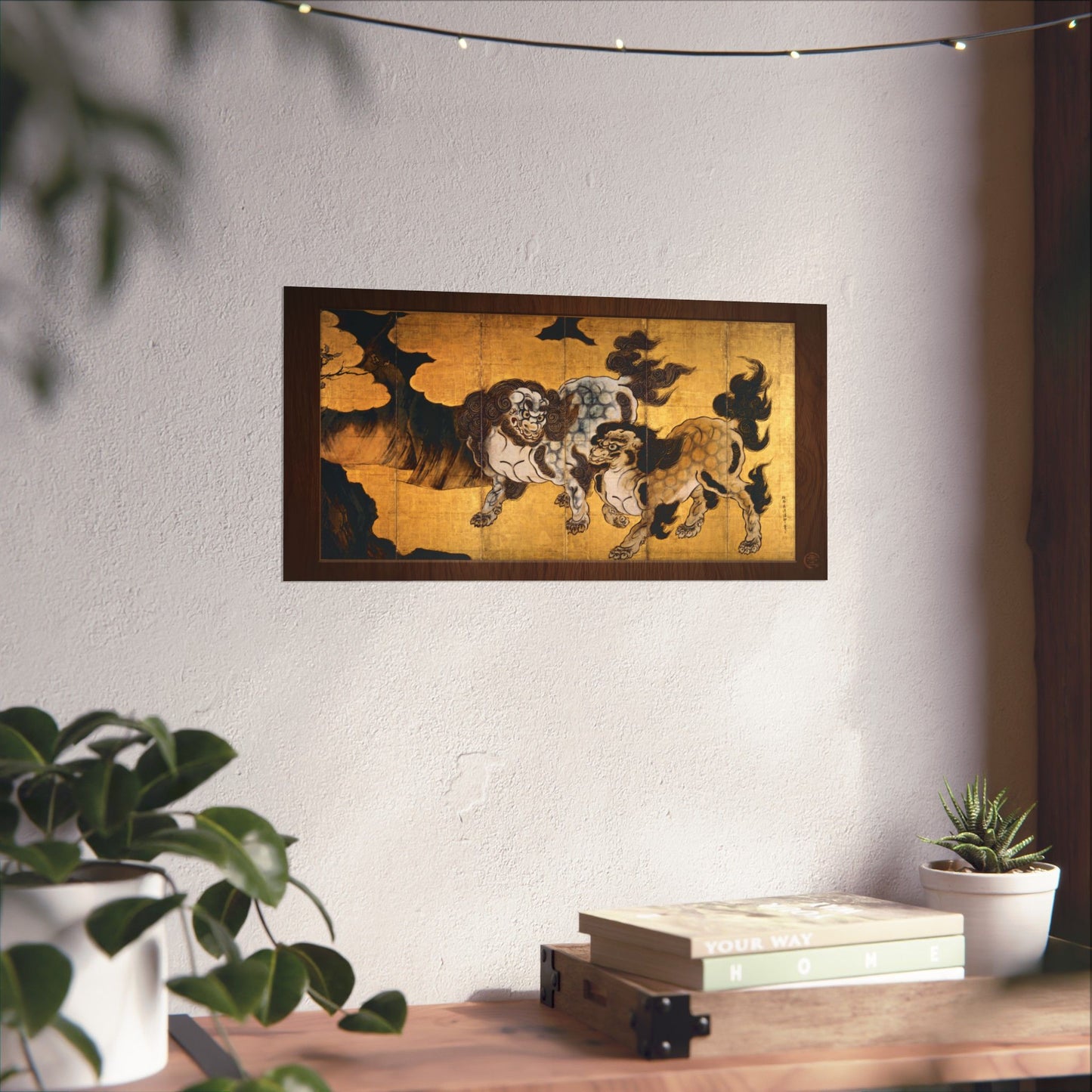 Kano Eitoku | Karajishi Art Print- Japanese Traditional Guardian Lions Poster | RHC MU-NI Japan