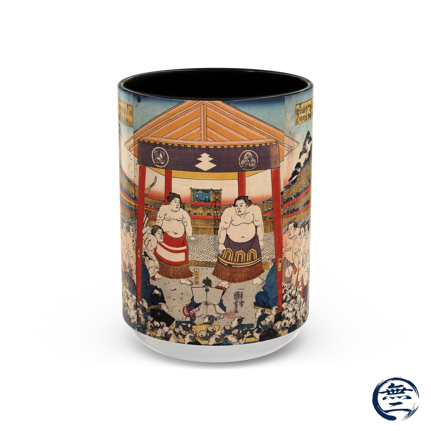 Vintage Sumo Ukiyo-e Accent Mug - Utagawa Kuniyoshi Japanese Art | RHC MU-NI Japan
