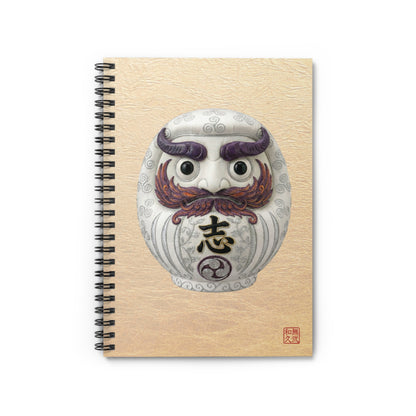 Japanese Daruma White Modern Talisman Notebook "shi" - Modern Kimekomi Art Style, New Beginning Gift DW1I |MU-NIJapan