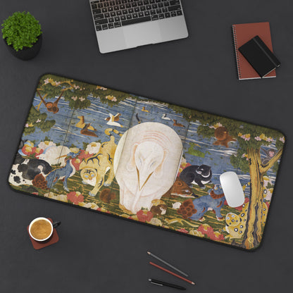 Ito Jakuchu Birds and Animals in the Flower Garden Desk Mat - White Elephant Center Ed. Vintage Japanese Art Large Mouse Pad | MU-NI Japan