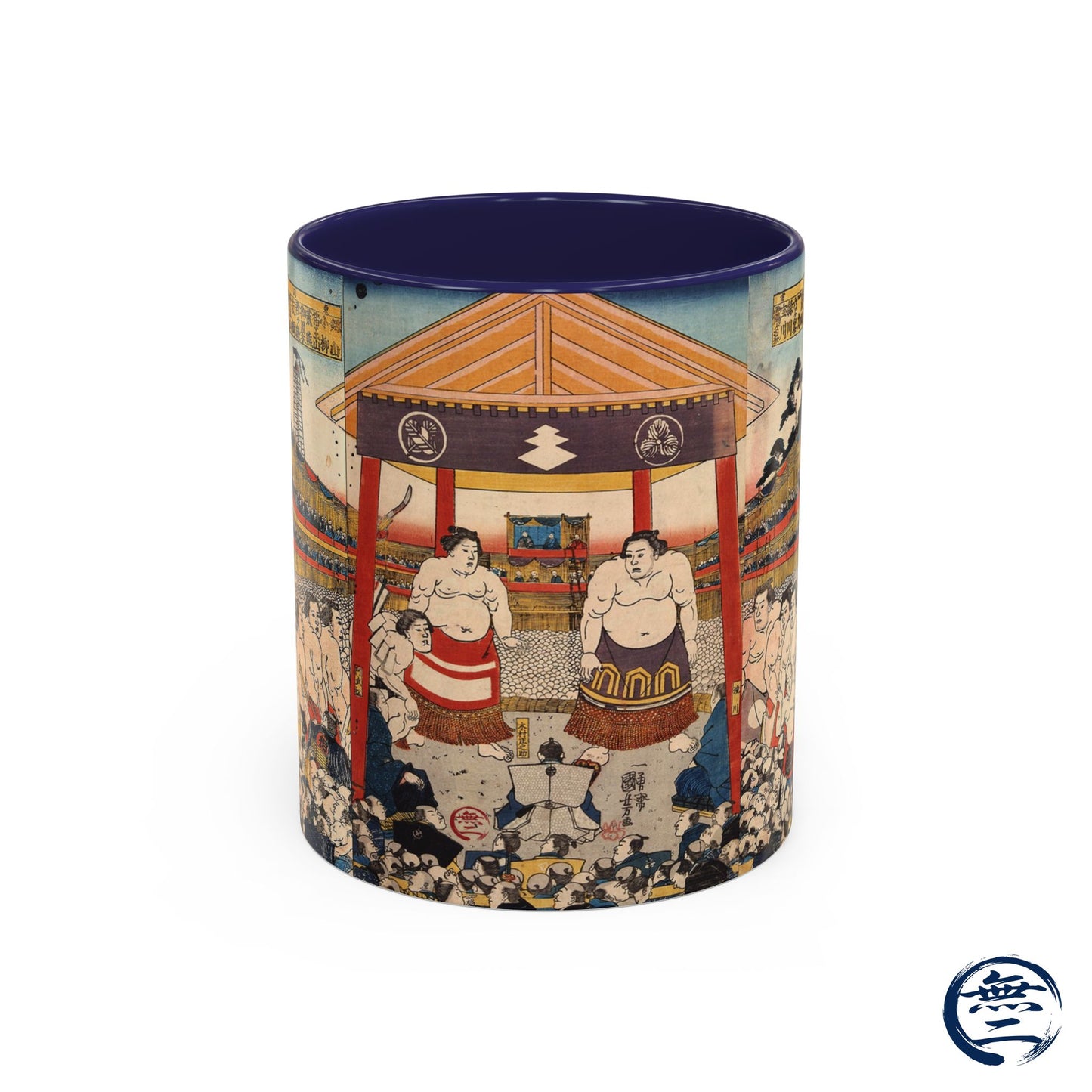 Vintage Sumo Ukiyo-e Accent Mug - Utagawa Kuniyoshi Japanese Art | RHC MU-NI Japan