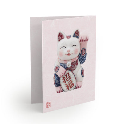 Shin-Maneki neko Modern Kimekomi Decor Style Premium Greeting Cards (8,16.24pcs) - Beckon Health and Happiness, Postcards MS2P | MU-NI Japan