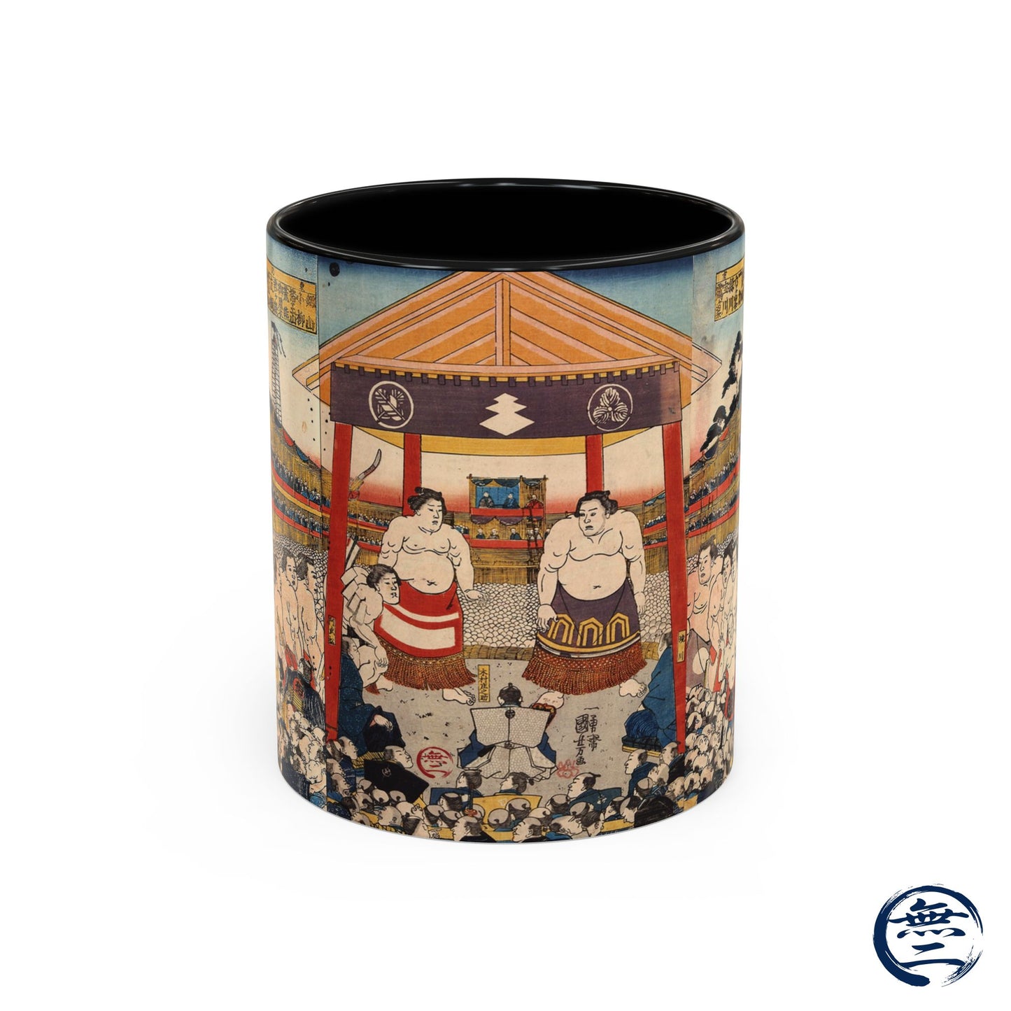 Vintage Sumo Ukiyo-e Accent Mug - Utagawa Kuniyoshi Japanese Art | RHC MU-NI Japan