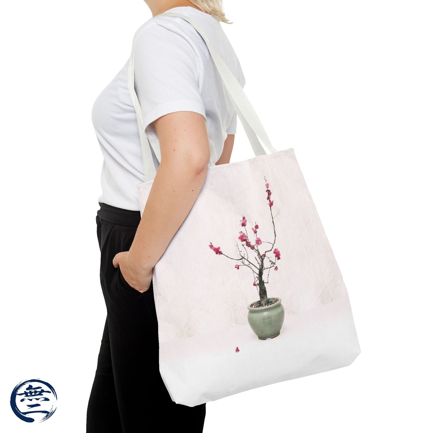 Japanese Red Plum Bonsai Tote Bag - Zen Aesthetic All-Over Print Handbag, Abstract Japandi Art Spring Floral Gift PL1D | MU-NI Japan
